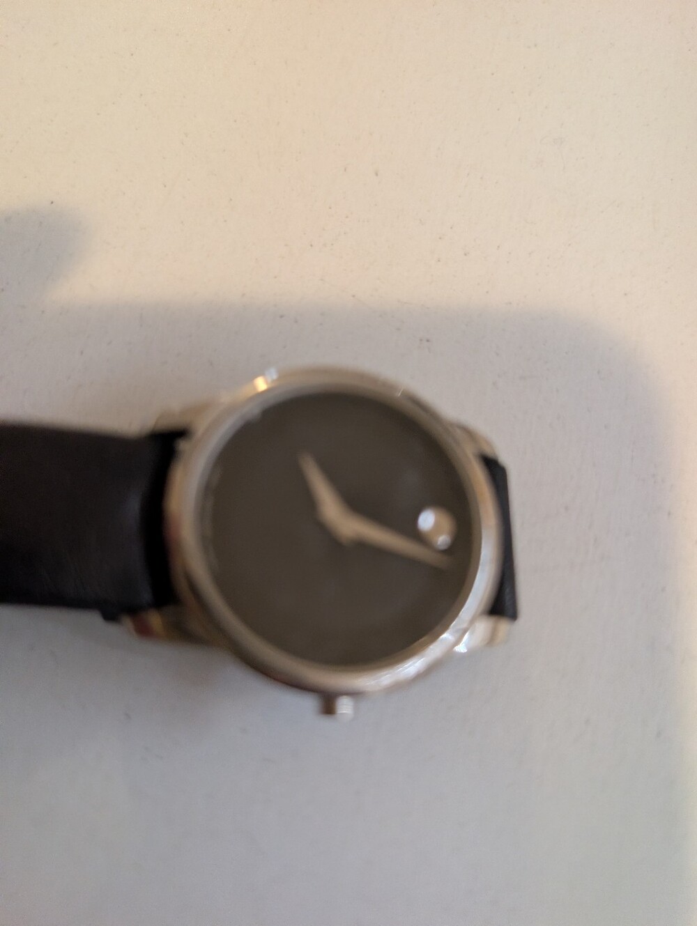 Movado Ladies Classic Dial Leather Strap Watch Black (Needs Battery)